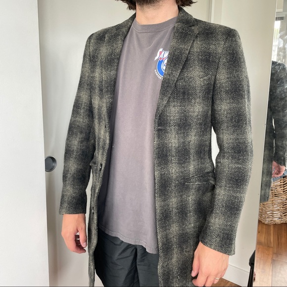 TOPMAN HARRIS TWEED 100% WOOL OVERCOAT - Picture 2 of 10